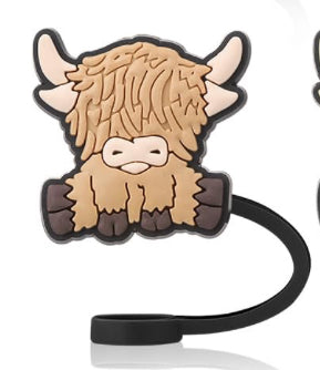 Highland Cow Straw Toppers