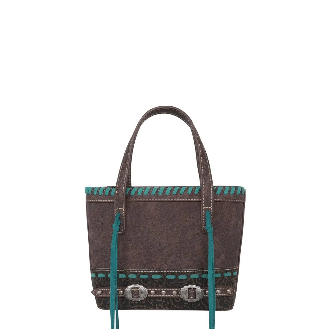 Tooled Teal & Brown Crossbody Purse