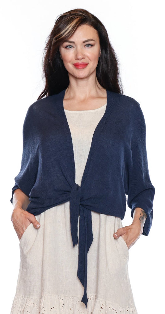 Cropped Front Tie Cardigan