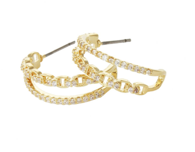 Gold Double Row Open Hoop Earring