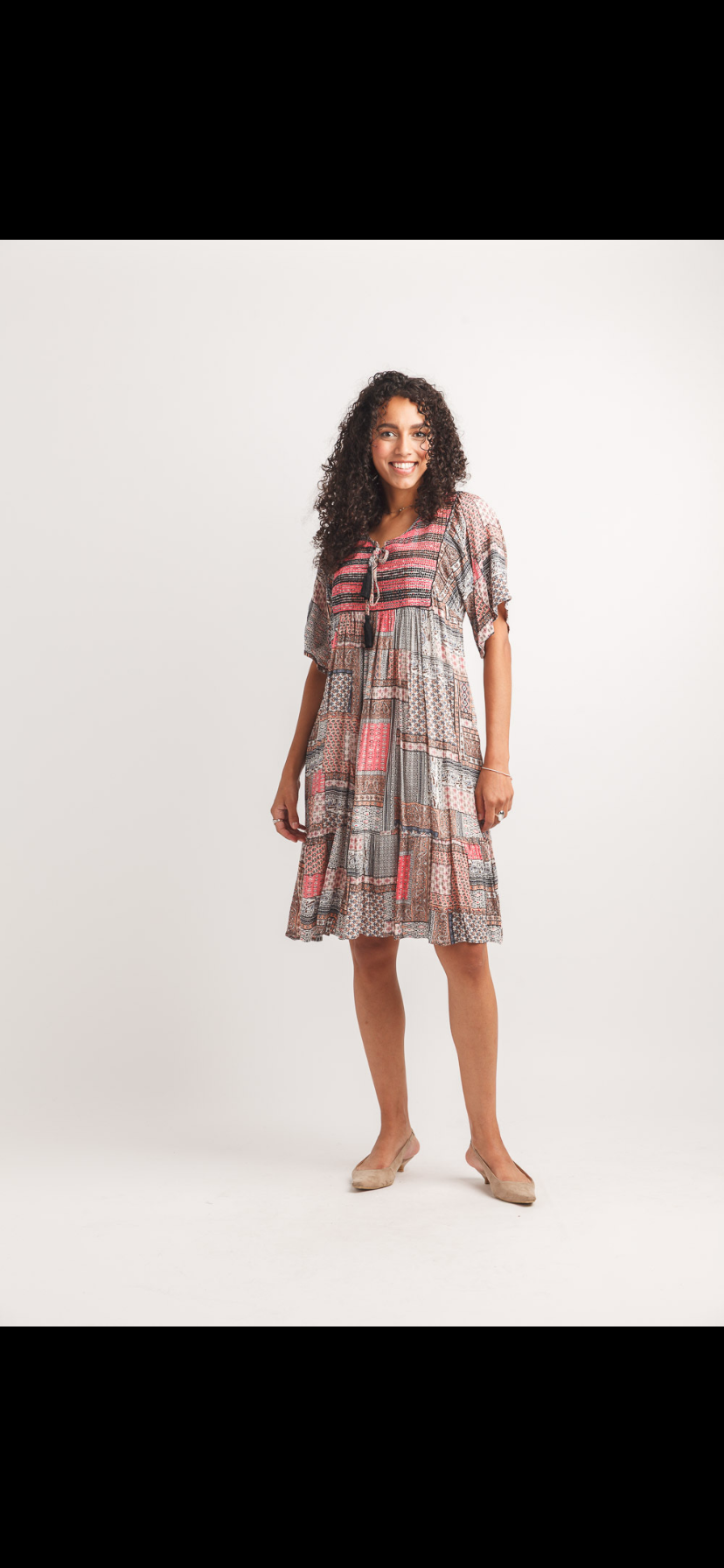 Patchwork Short Sleeve Dress