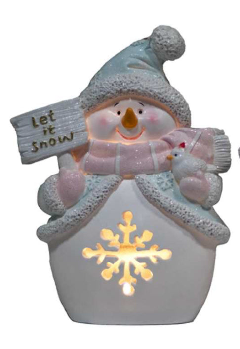 LED Resin Snowman Figurine