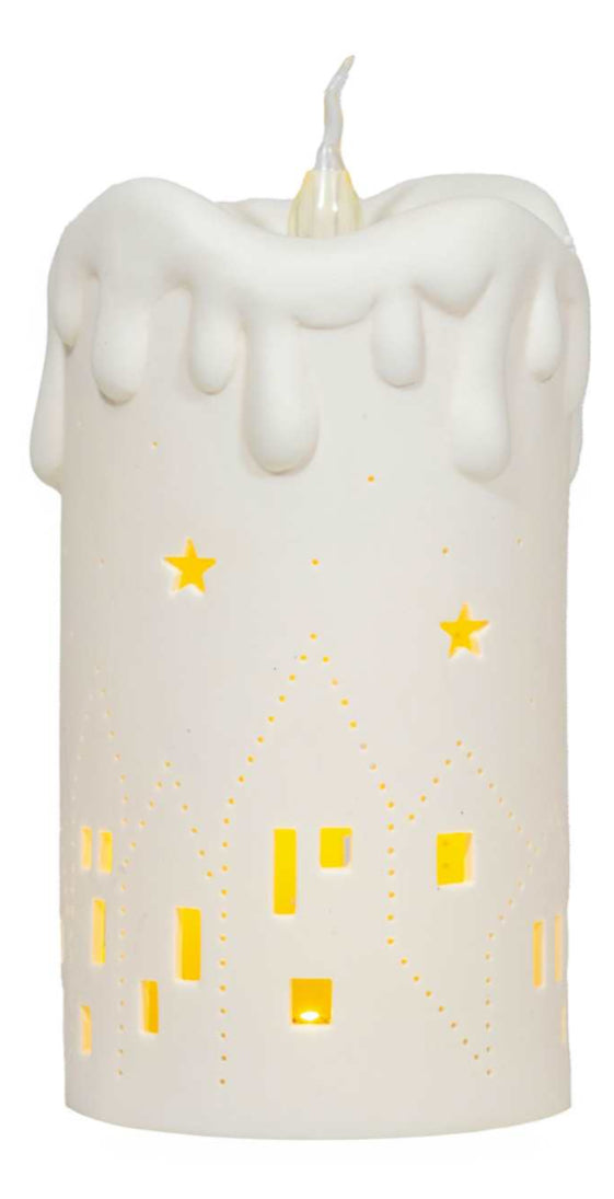 LED Ceramic Village Scene Candle