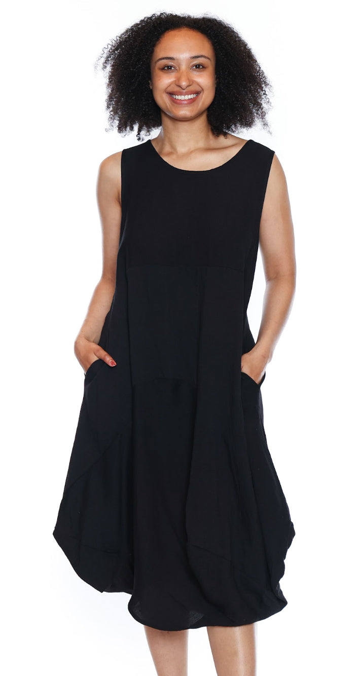 Sleeveless Basic Dress W/Pockets