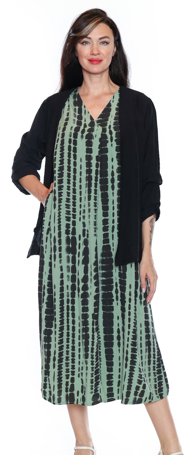 Abstract Sleeveless Long Dress