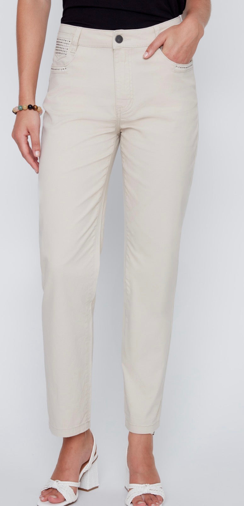 Straight Leg Sparkle Pocket Detail Pant