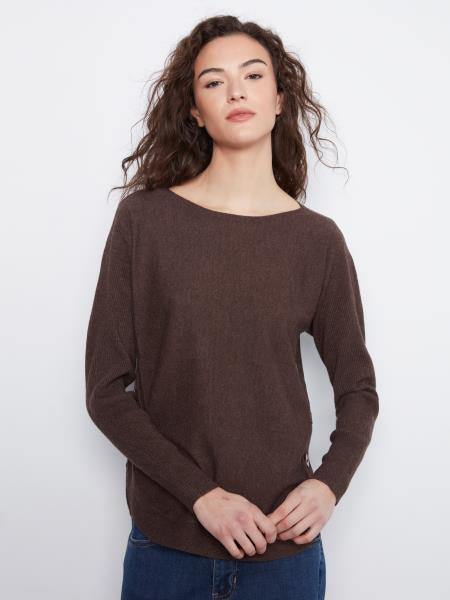 Long Sleeve Drop Boat Neck Sweater