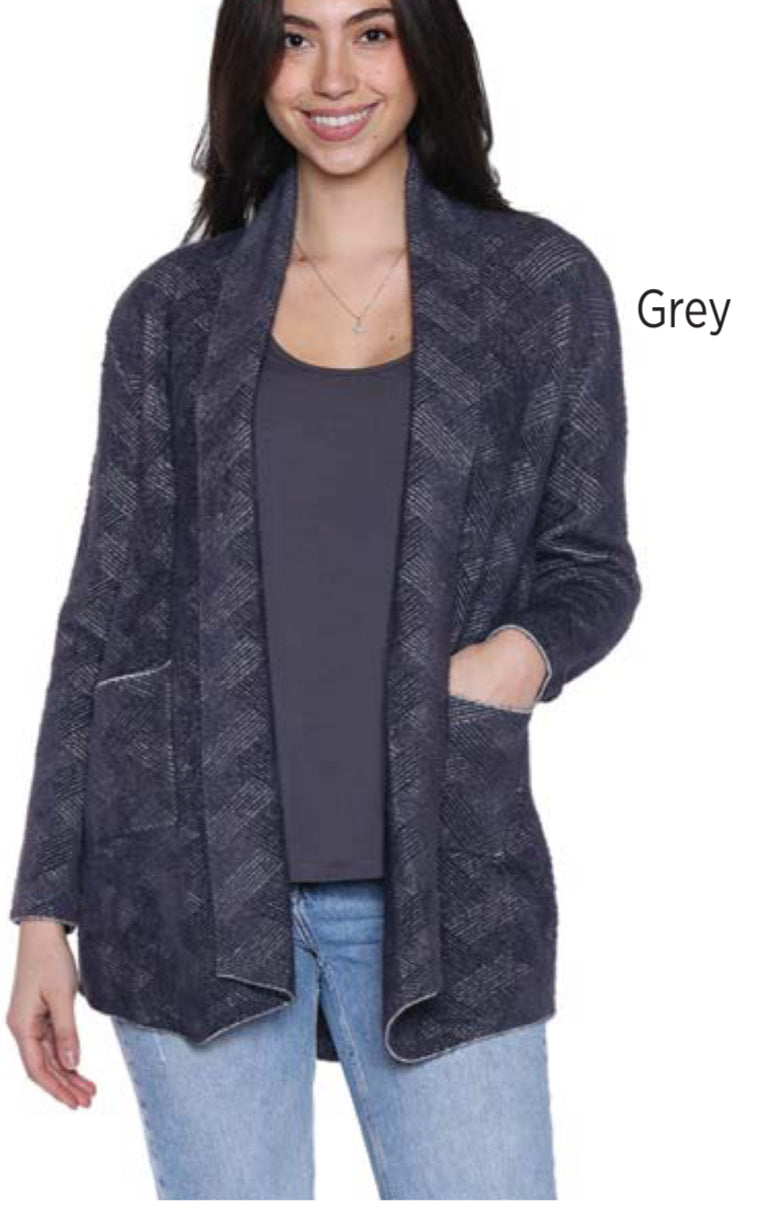 Grey Lightweight Short Pattern Cardigan