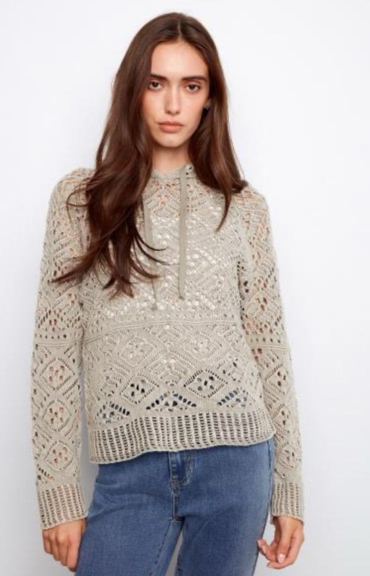 Cold Dye Crochet Hooded Sweater