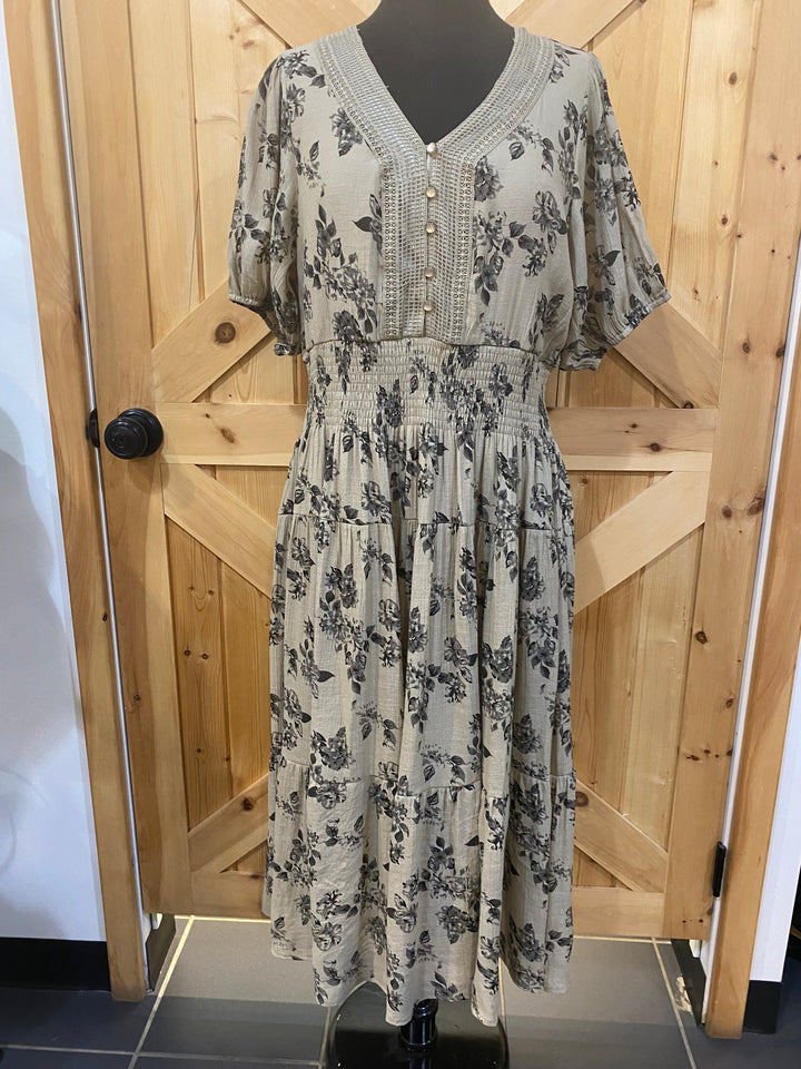 Flowy Sleeve Flower Print Dress