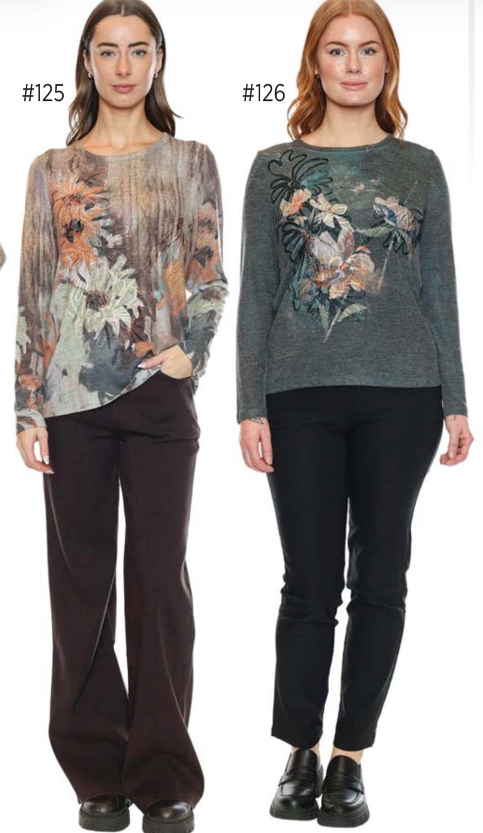 Printed Top W/Embroidered Velvet Floral