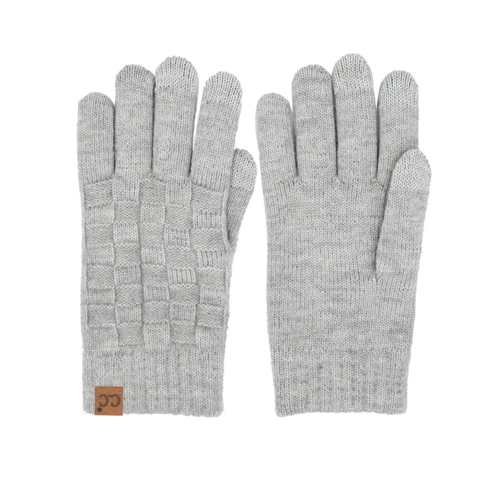 CC. Woven Checkered Textured Gloves