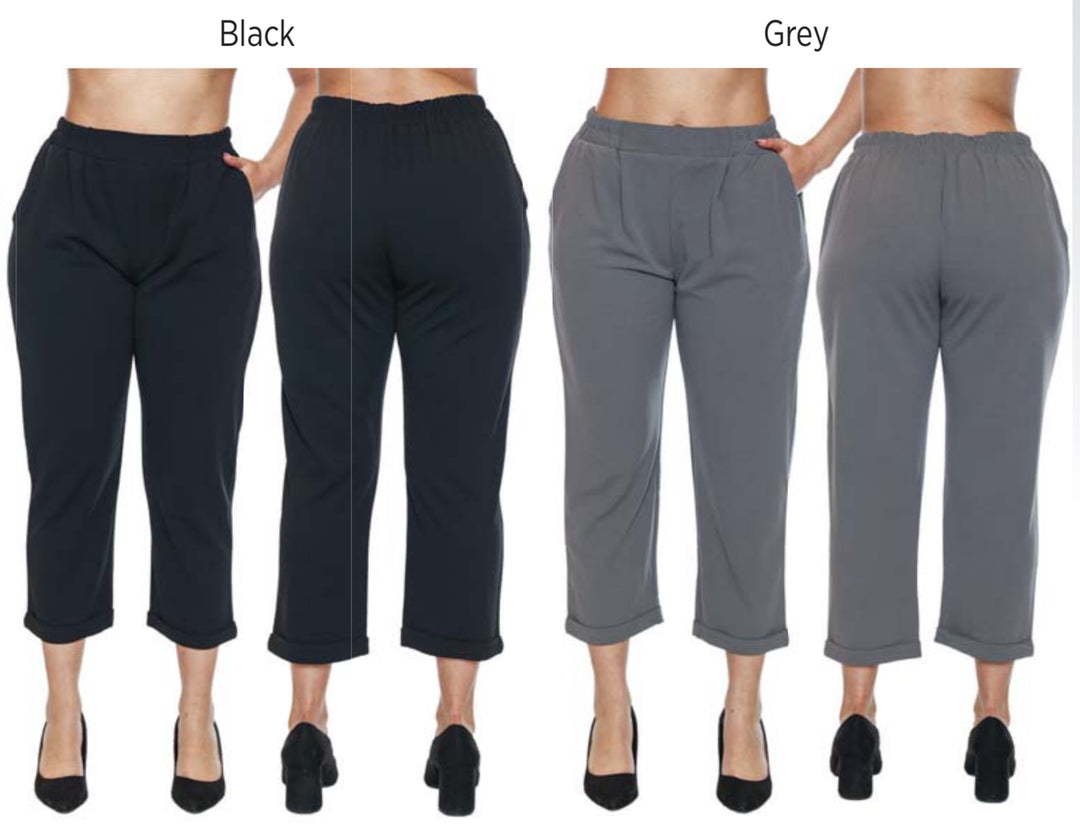 Scuba crepe crop pant with pockets