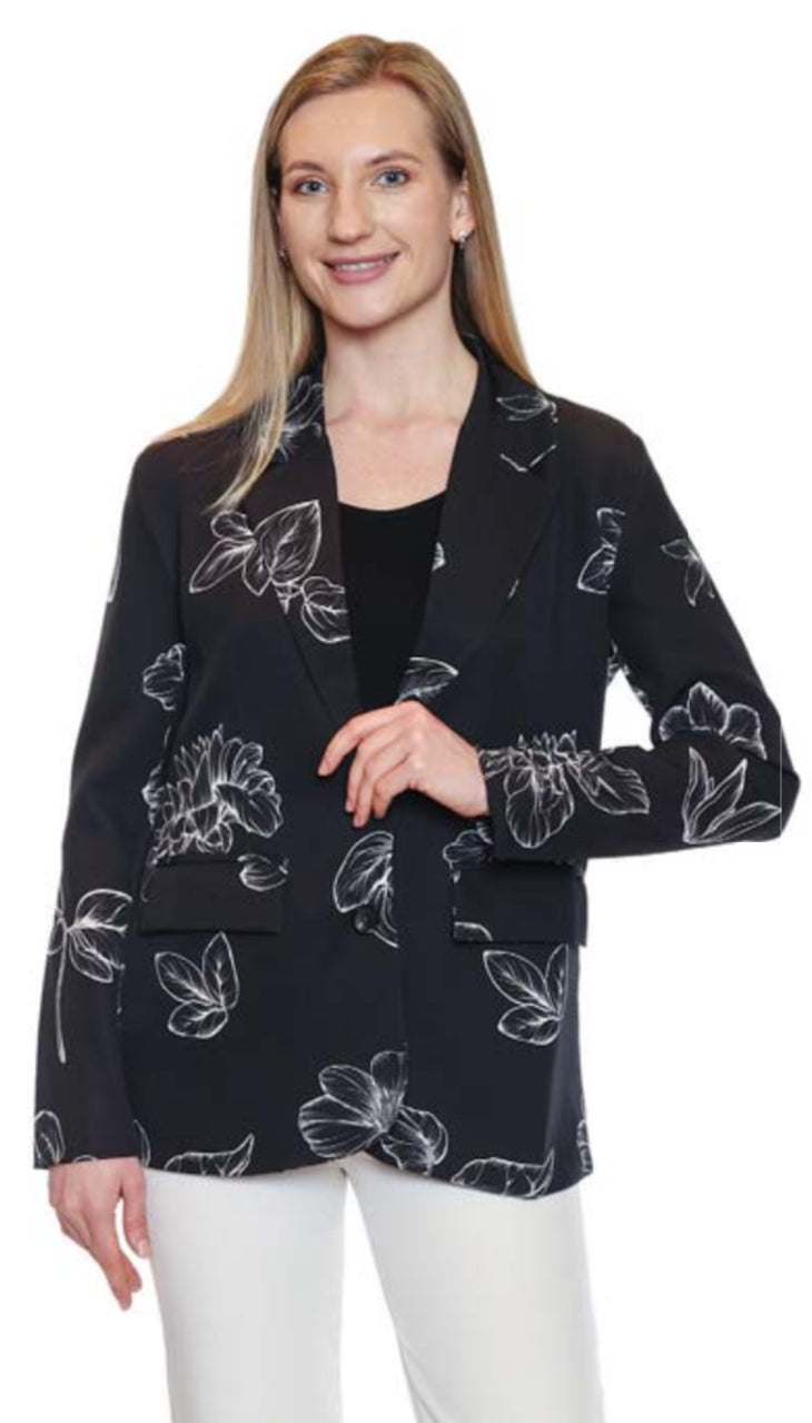 Black Floral Blazer