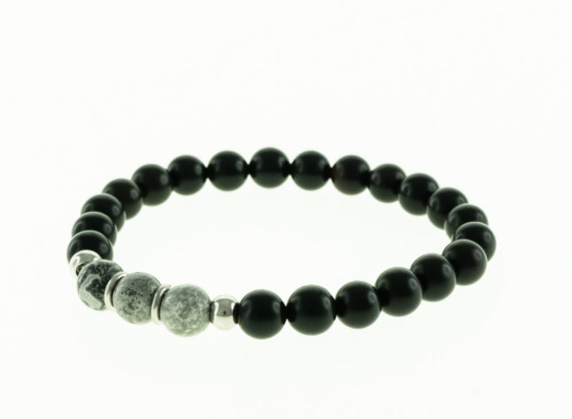 Black Bead W/ Lava Stone Men’s Bracelet