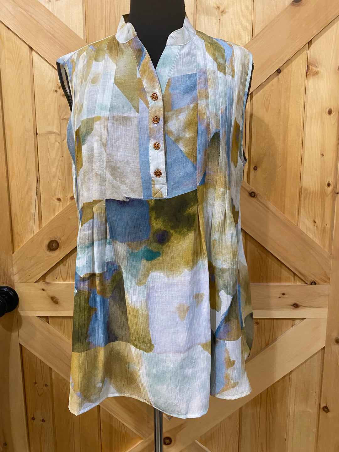 Sleeveless Multi Color Pattered Blouse