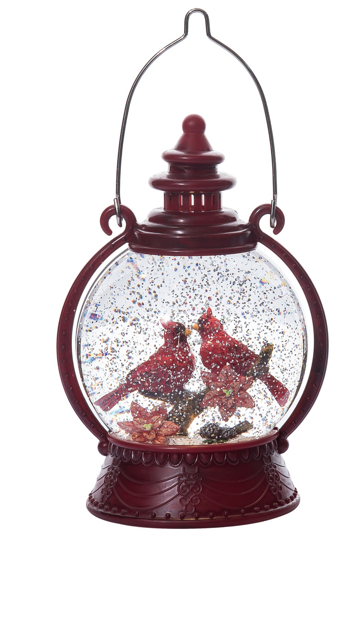 Plastic Light Up Cardinal Water Globe