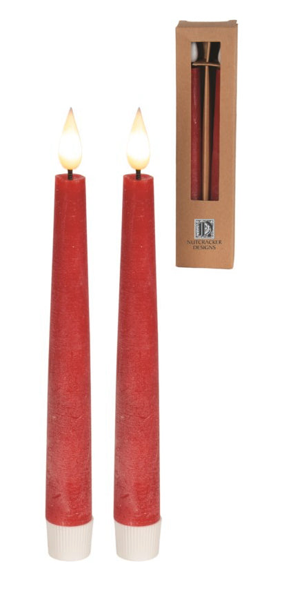 8” 2pc Red LED Taper Candle