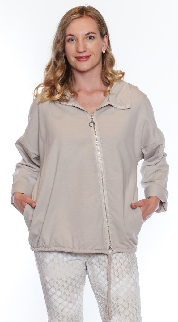 Tie Detail Zip Up Top