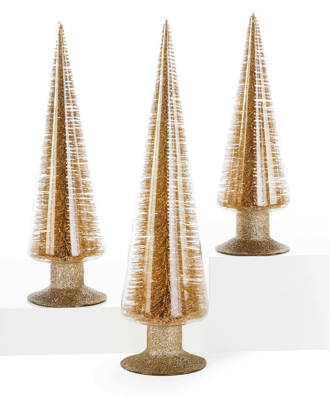 Set Of 3 Glass Gold Tree