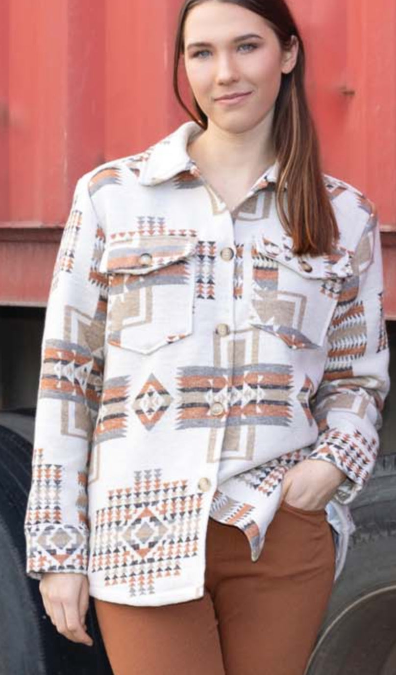 Short Beige Aztec Jacket