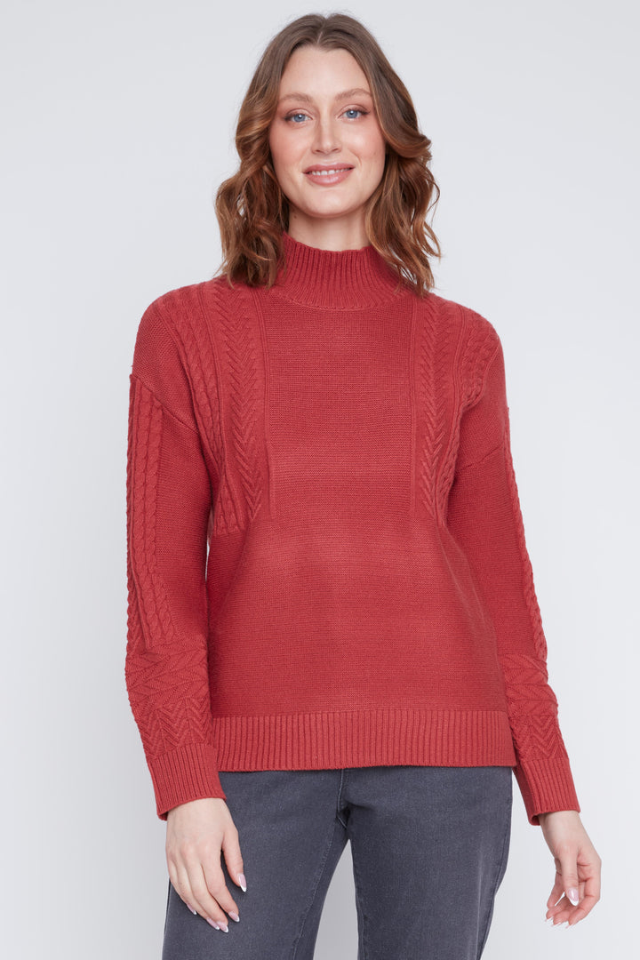 Long Sleeve Mock Neck Knit Sweater