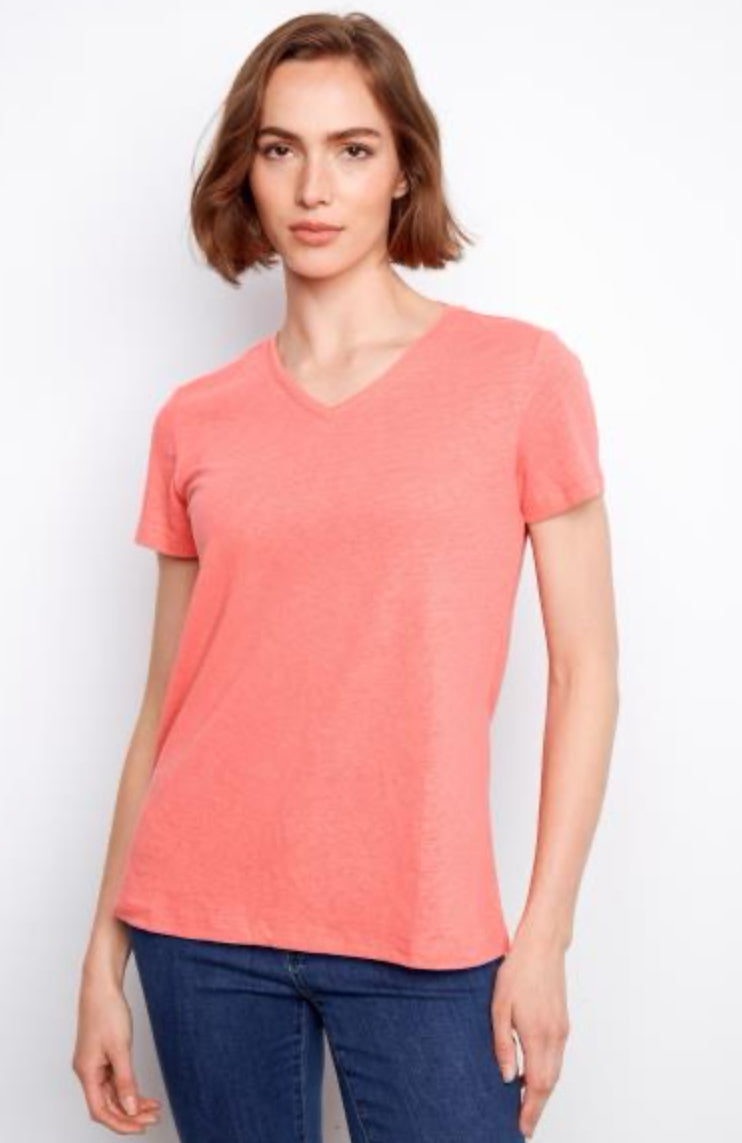 Linen V-Neck T-Shirt