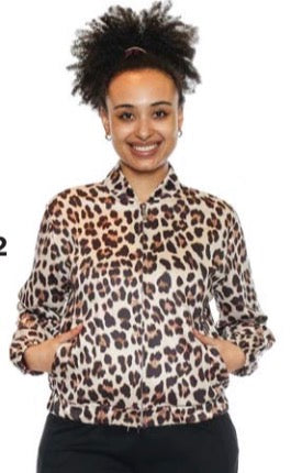 Animal Print Zip Up Bomber Jacket