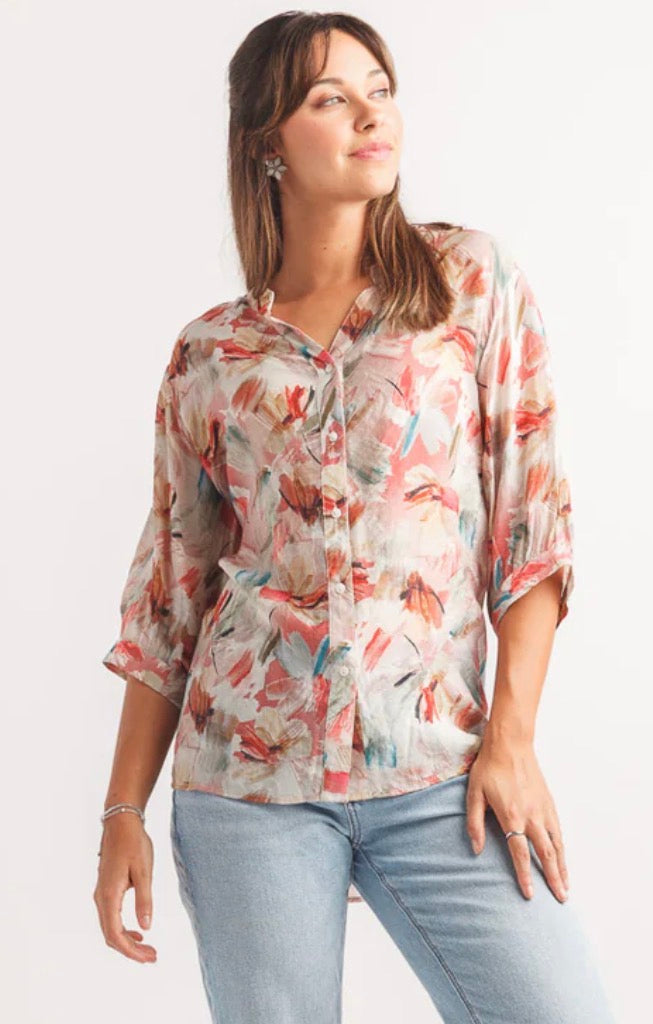 Floral Printed 3/4 Sleeve Blouse