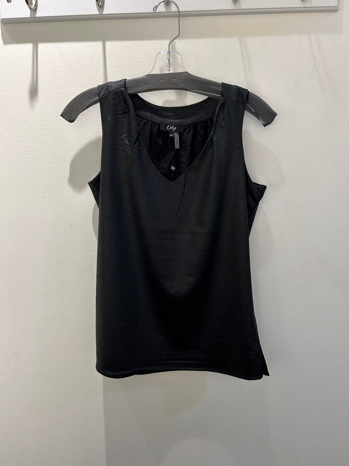 Black Faux Leather Tank Top