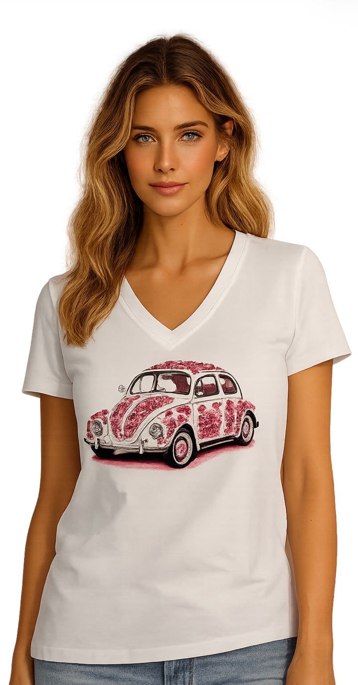 VNeck TShirt W/Car Design