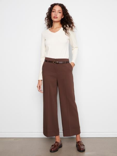 Dressy Belted Wide Leg Pant