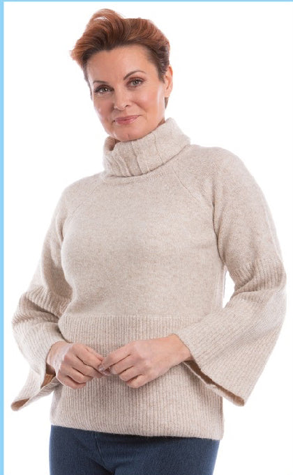 Turtleneck Wide Sleeve Knit Top