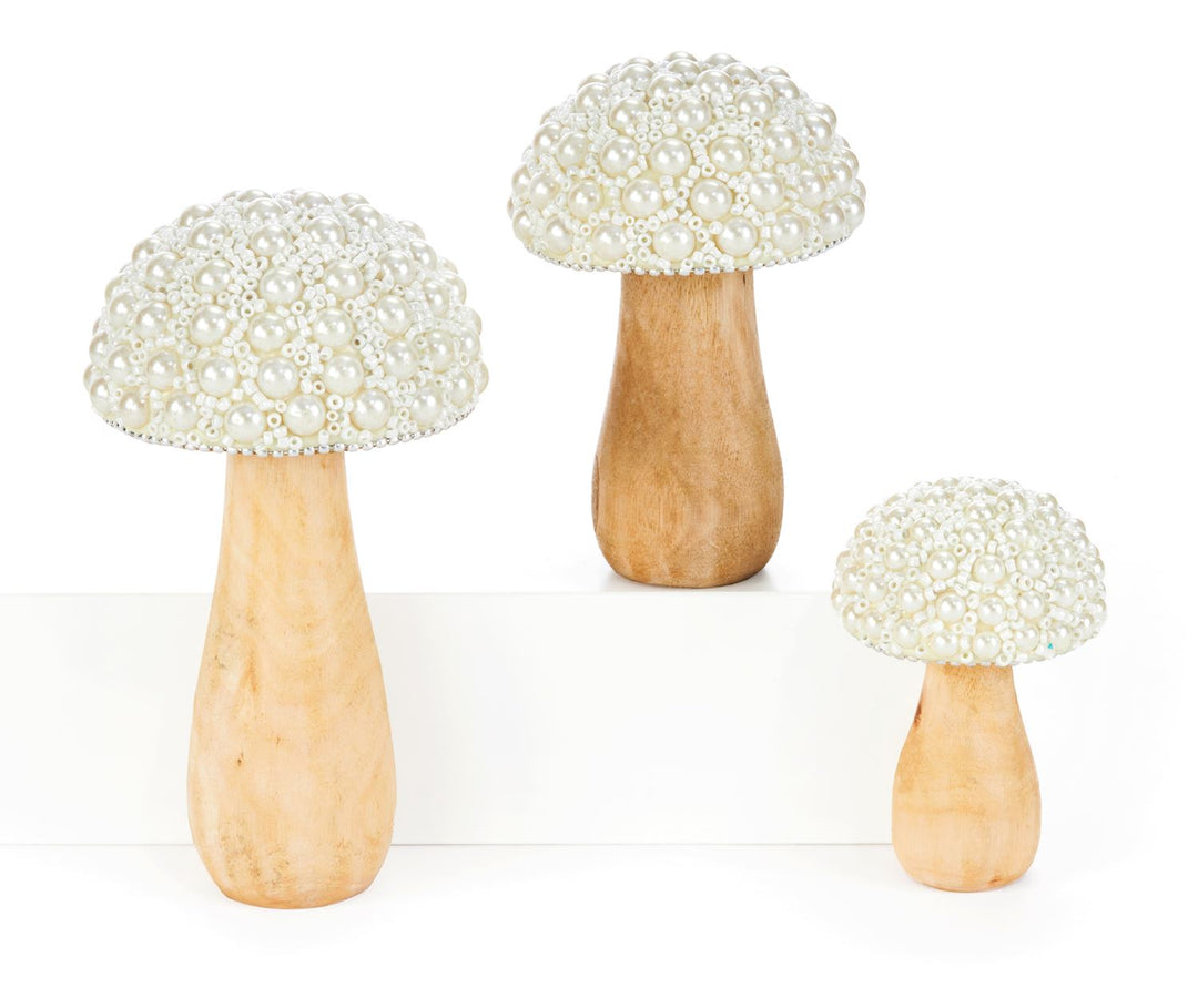 Set Of 3 Pearl Christmas Mushrooms