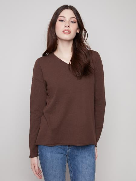 Mocha Basic V-Neck Sweater