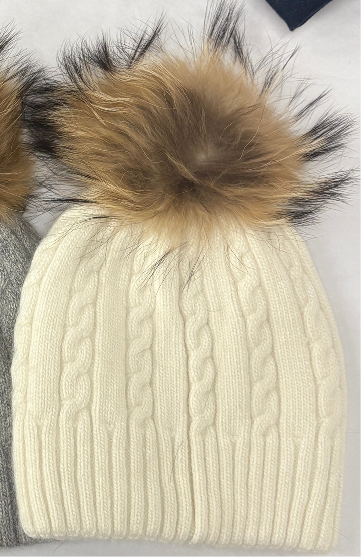 Removable Pom Pom Faux Fur Toque