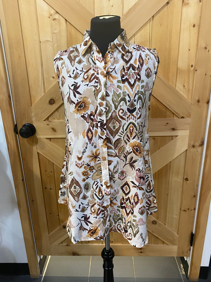 Sleeveless Patterned Blouse