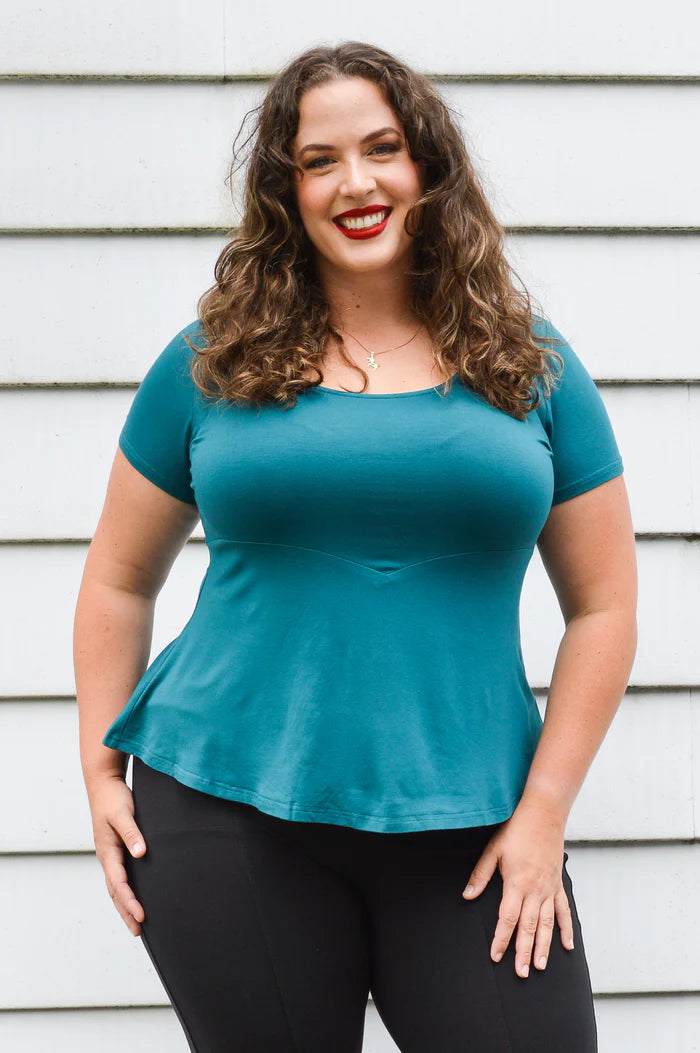Kim Teal Cap Sleeve Bamboo Top