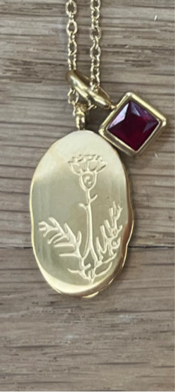 Gold Birth Flower Necklace W/Charm