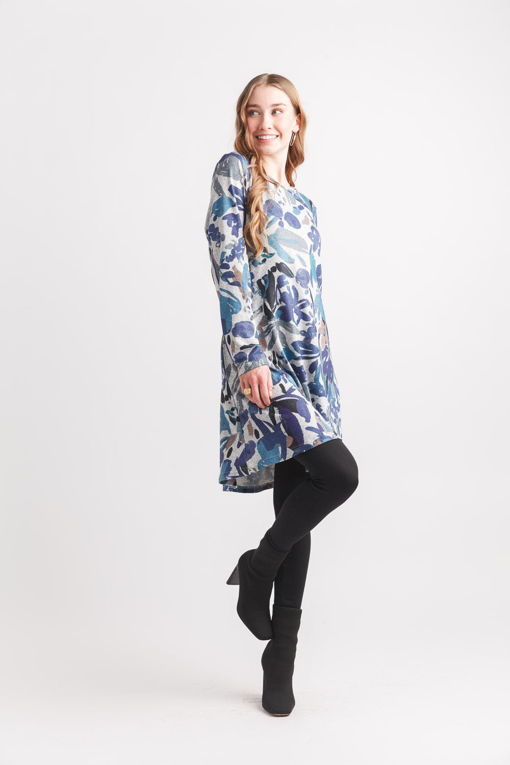 Watercolor Floral Aline Sweater Dress