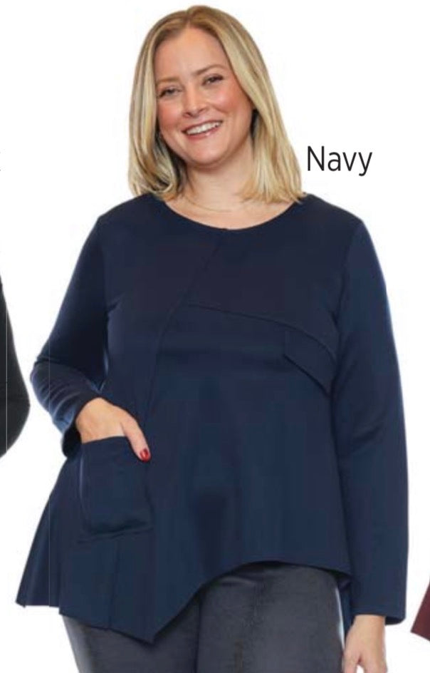 Scuba Top W/Asymmetric Hem