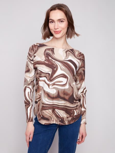 Boat Neck Sweater W/Side Buttons