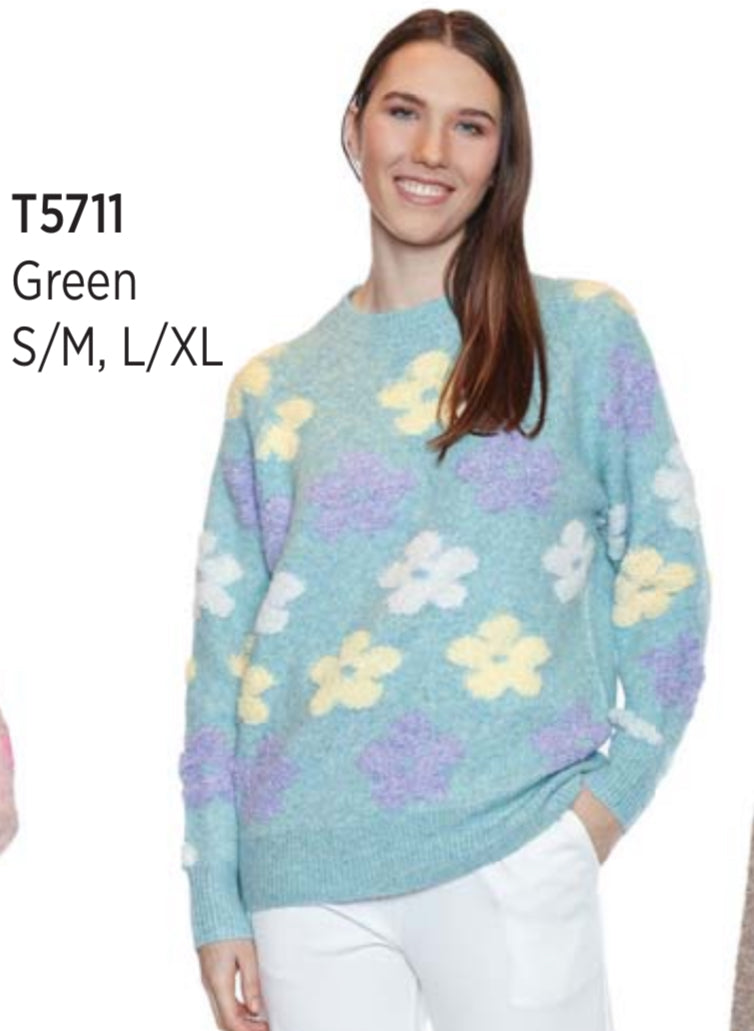 Multi Color Flower Knit Sweater