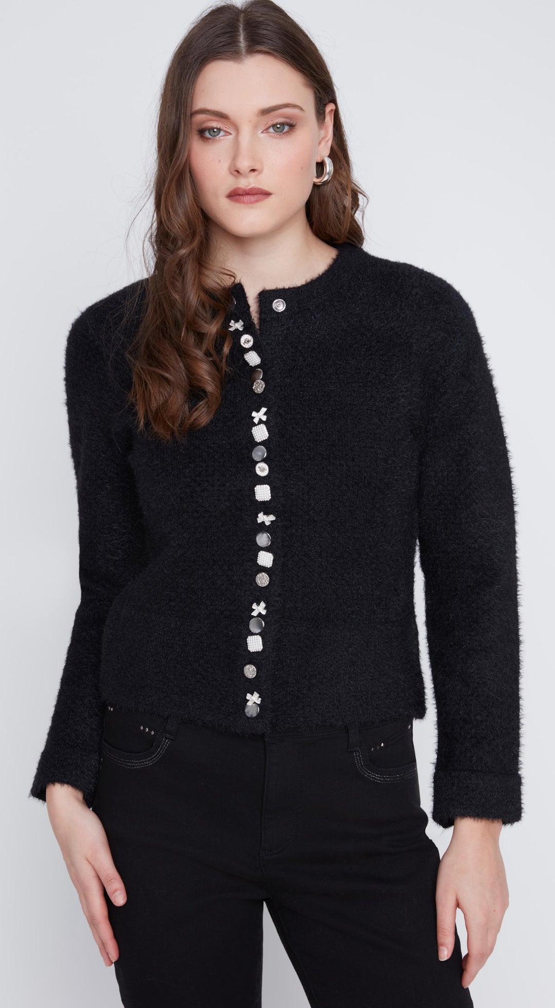 Sparkle Buttons Knitted Sweater