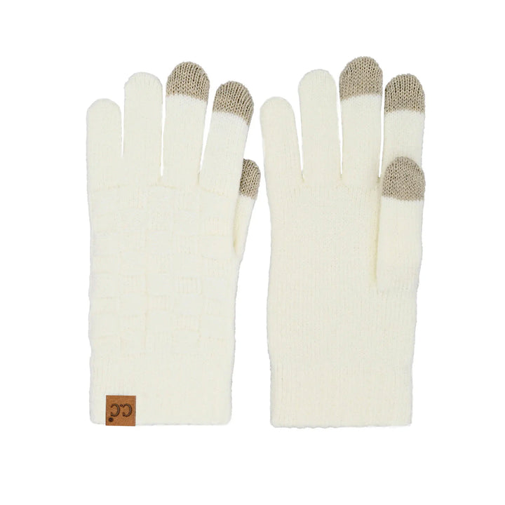 CC. Woven Checkered Textured Gloves