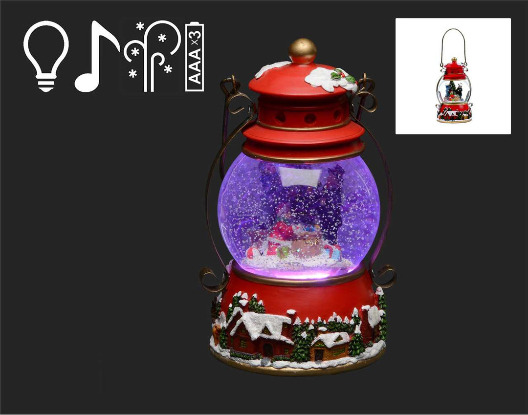 8” Red Lantern Snow Globe W/Music