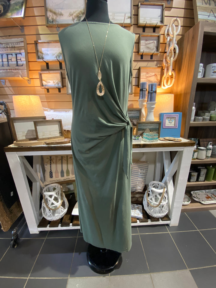 Round Neck Tank Dress W/Side Knot