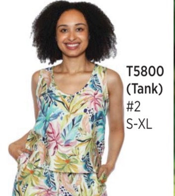 VNeck Multi Color Leaf Tank Top