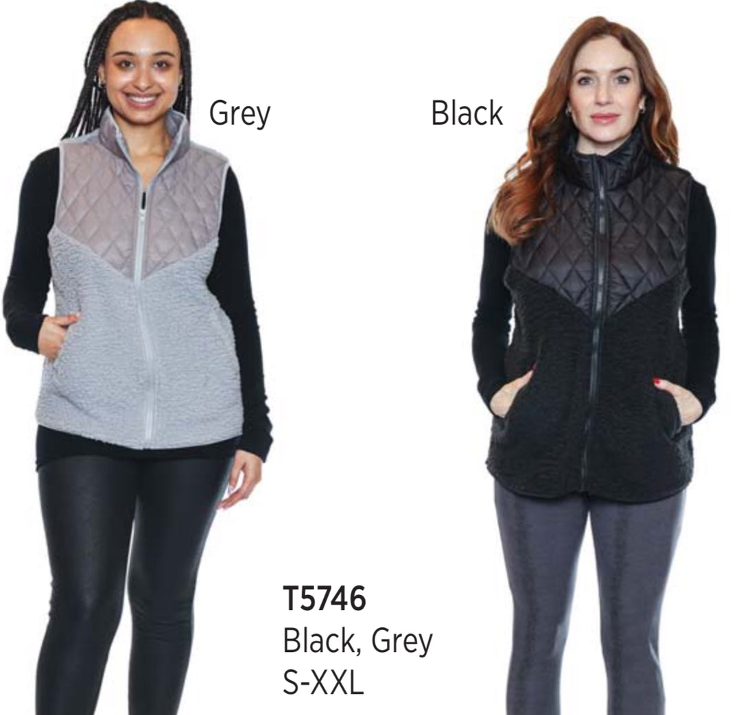 Short Zip Up Vest W/Sherpa