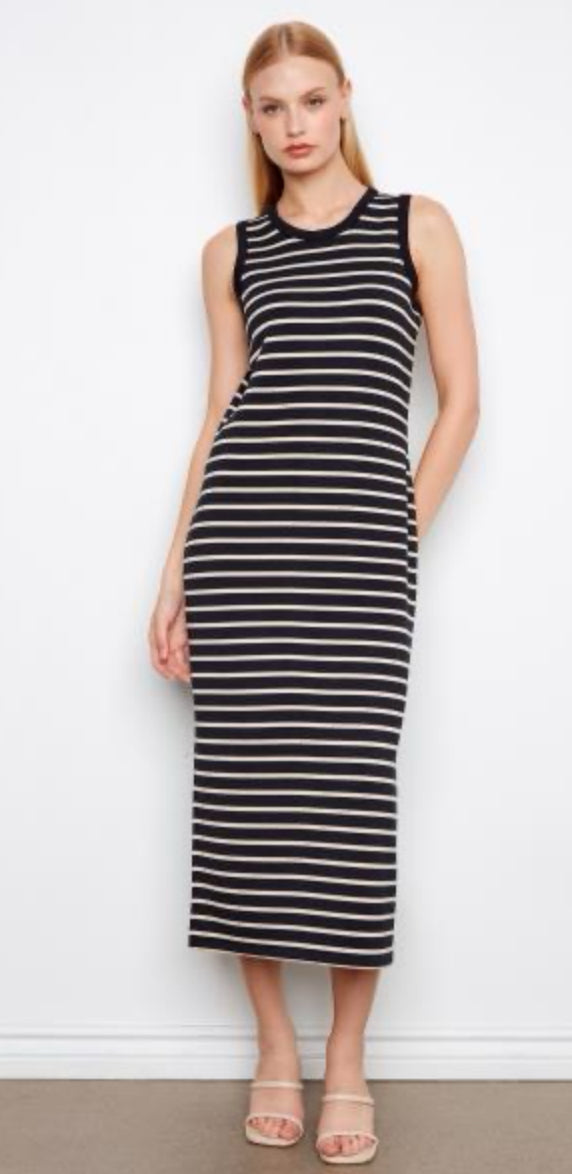 Scuba Sleeveless Striped Dress